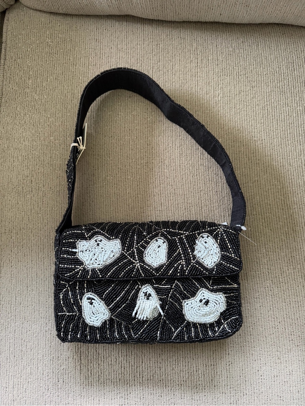 Sol And Mer Beaded Ghost Halloween Shoulder Bag Purse